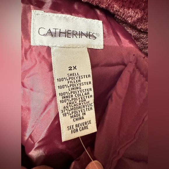 Catherines Faux Fur Trim Puffer Coat 2X - Picture 7 of 9